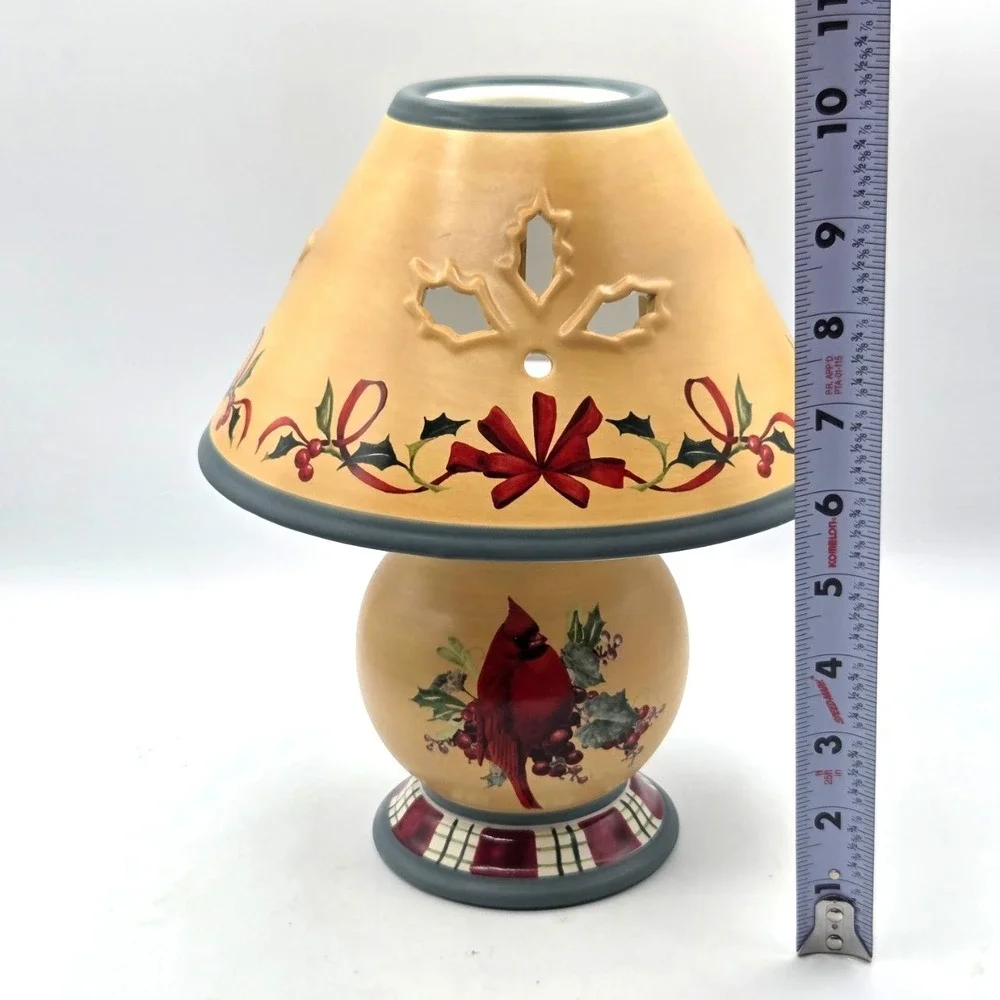 Lenox Winter Greetings Everyday Cardinal Holly 2 Piece‎ Candle Votive Holder NOS